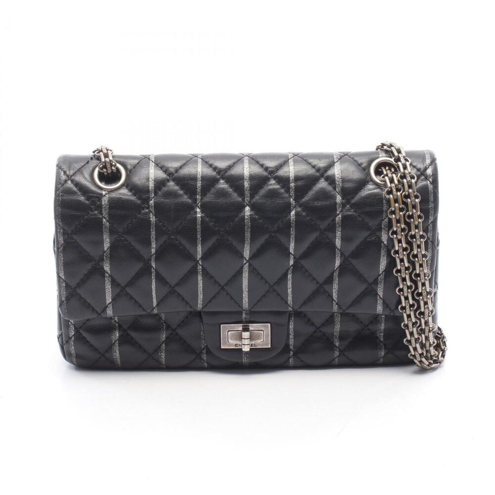 Chanel 2.55 Matelassé Mademoiselle Chain Shoulder Bag Handbag Leather Women's...